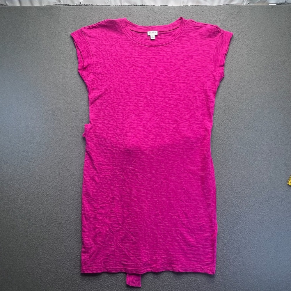 J. Crew Women T-Shirt Dress Cotton Slub Pink Small Tie Back Preppy Summer